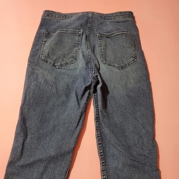 H&M Divided Blue Jean Dark Red Burgandy Velvet Stripe - Picture 8 of 8